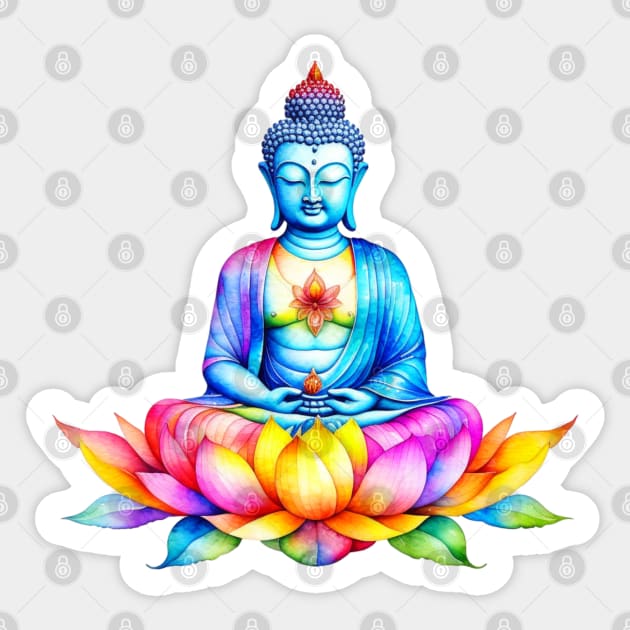 Watercolor Buddha and Lotus Sticker by HolidayBug